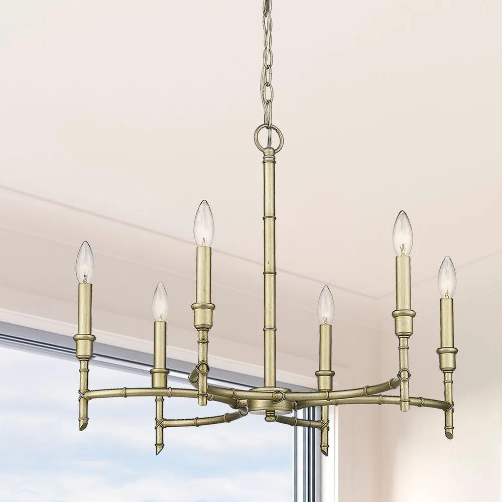 Cambay 6 lights 25 in. Chandelier Gold finish