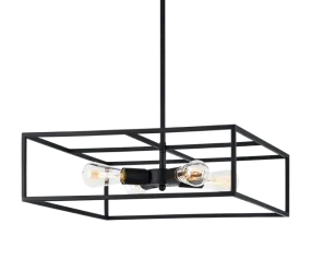 Candid Rusty Black Open Framework 4 Light Square Chandelier