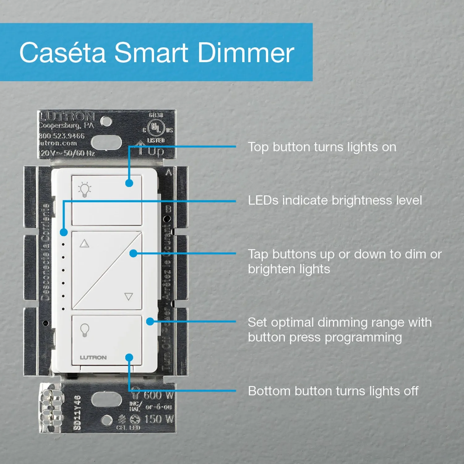 Caseta Wireless Smart Dimmer Switch (2 count) Smart Bridge, Pico Pedestals and Remote Control Kit