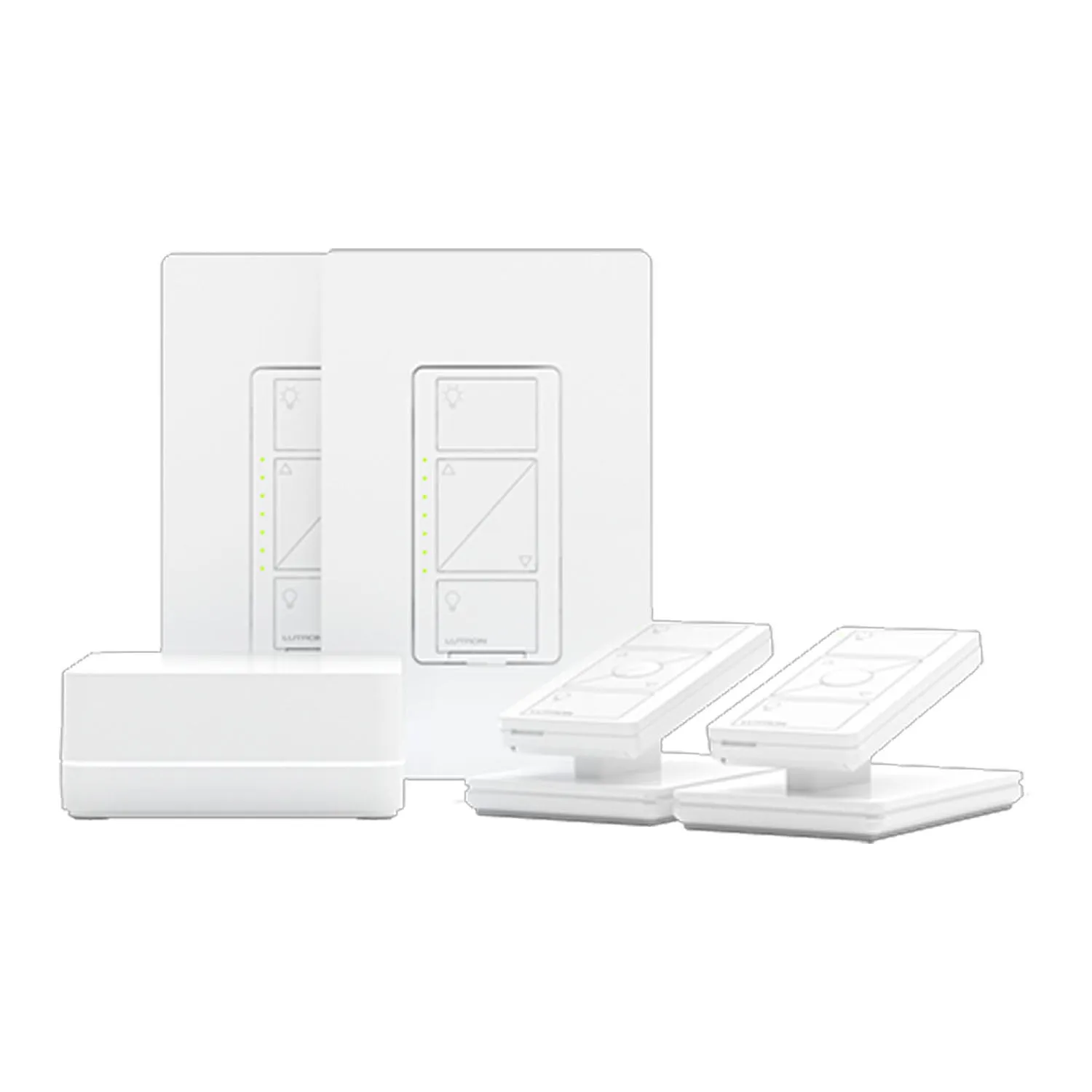 Caseta Wireless Smart Dimmer Switch (2 count) Smart Bridge, Pico Pedestals and Remote Control Kit