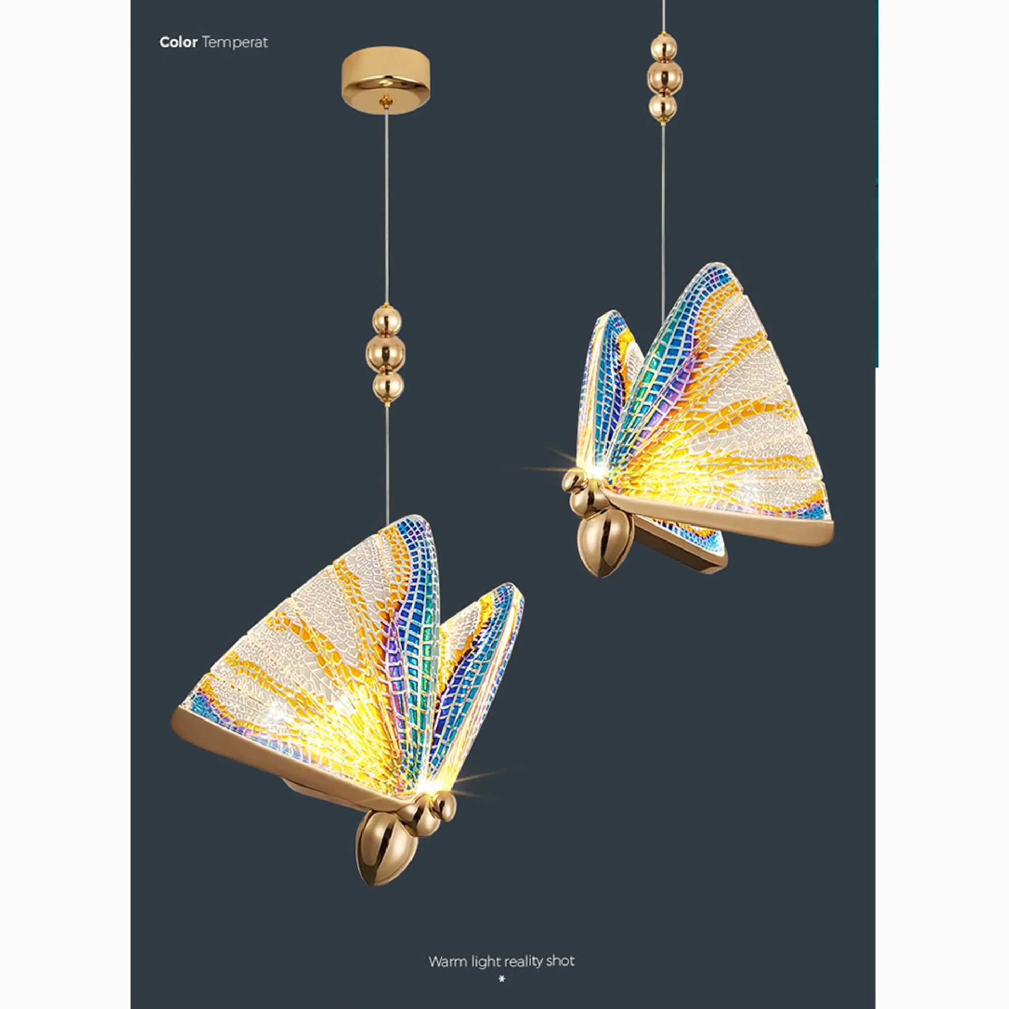 Cervo | Crystal Pendant Light with Hanging Butterflies