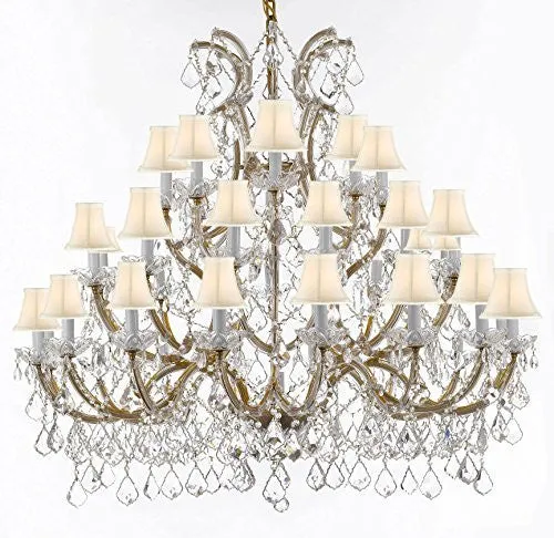 Chandelier Crystal Lighting Empress Crystal (Tm) Chandeliers 52X46 With White Shades - Gb104-Sc/Whiteshade/Gold756/36 1