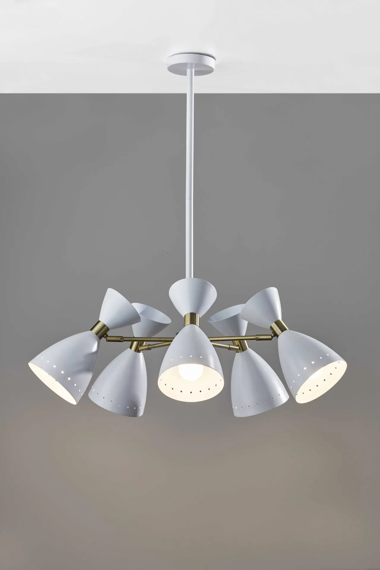 Cinco Diabolo Adjustable White Metal Pendant Mid Century Modern Luxury Light Fixtures