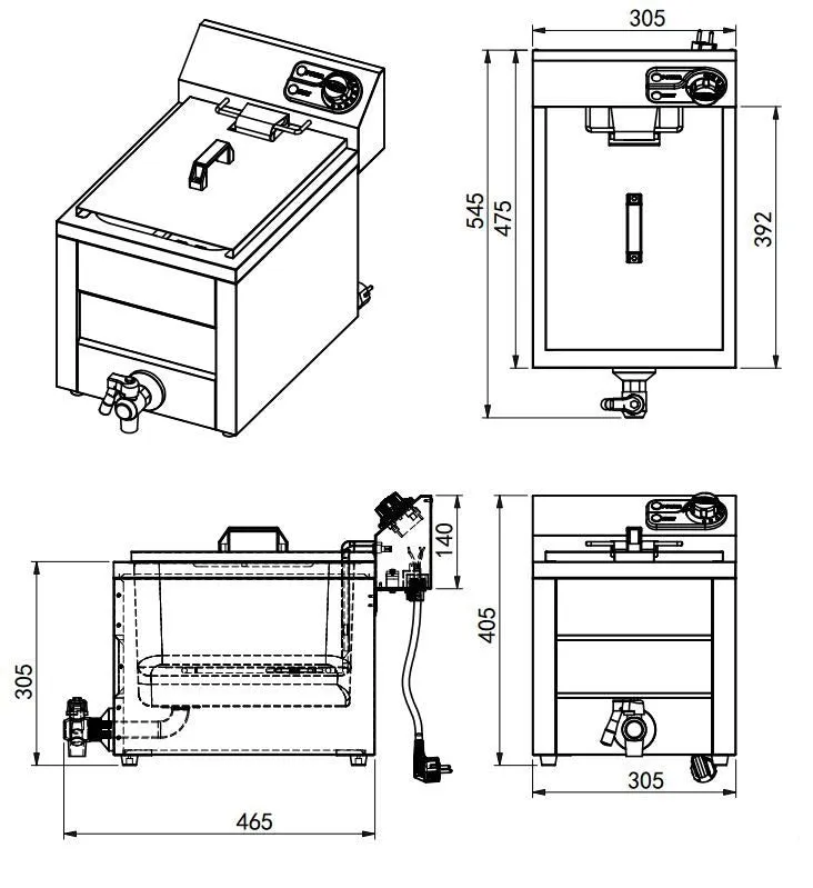 Combisteel Electric Counter Top Fryer Single Tank 8 Litre - 7518.0200