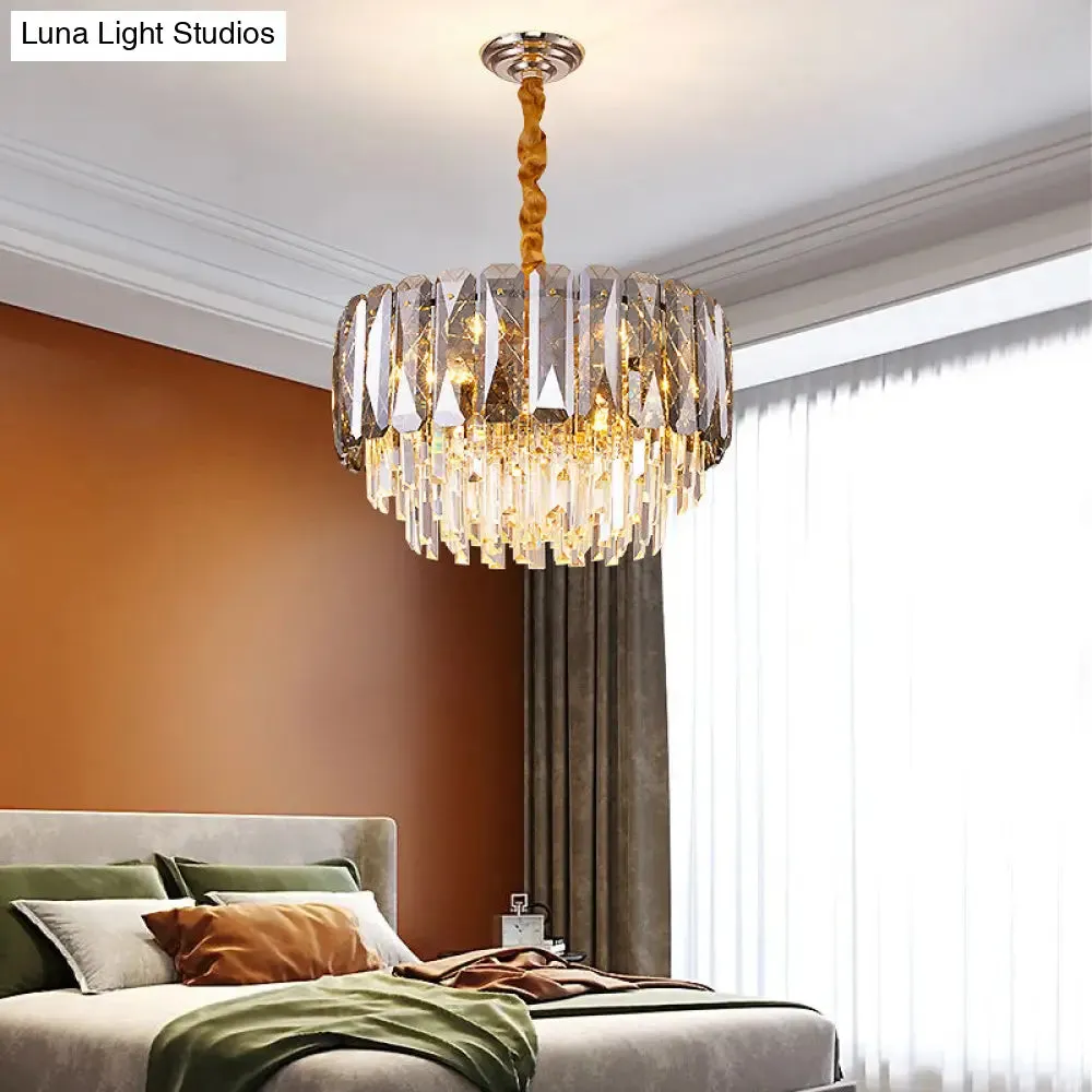 Contemporary Clear Crystal Chandelier Pendant Light - Ideal for Bedroom Ceiling