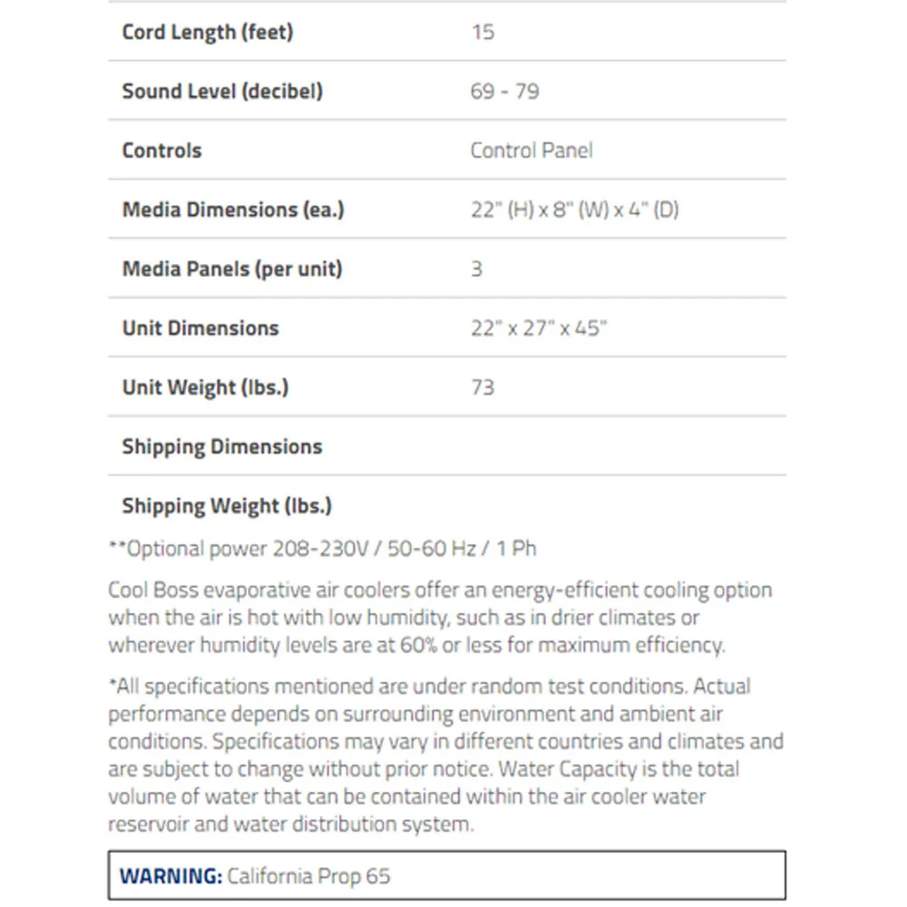 Cool Boss CB-12SL Portable Evaporative Cooler