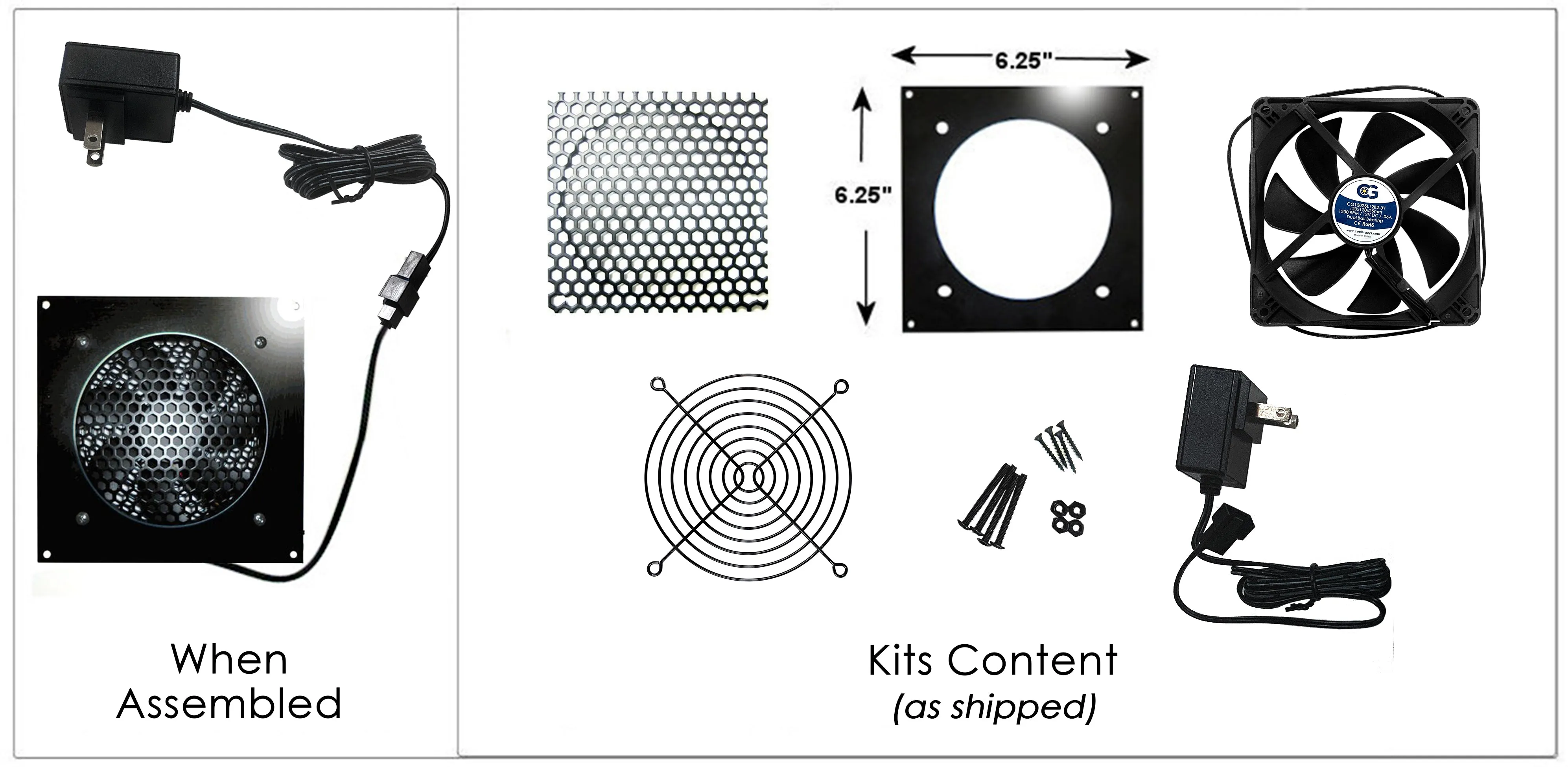 Coolerguys  PRO-Metal Cabcool1201-5M Lite Single 120mm Cooling Kit for Cabinet & Home Theaters