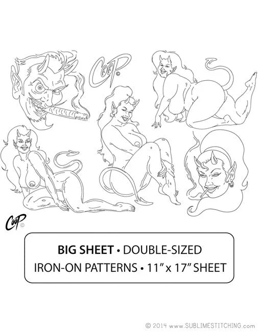 COOP DEVIL GIRLS - Big Sheet Embroidery Transfer Patterns