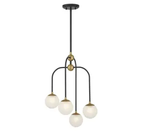 COUPLET 4-LIGHT CHANDELIER, MATTE BLACK W/ WARM BRASS ACCENTS