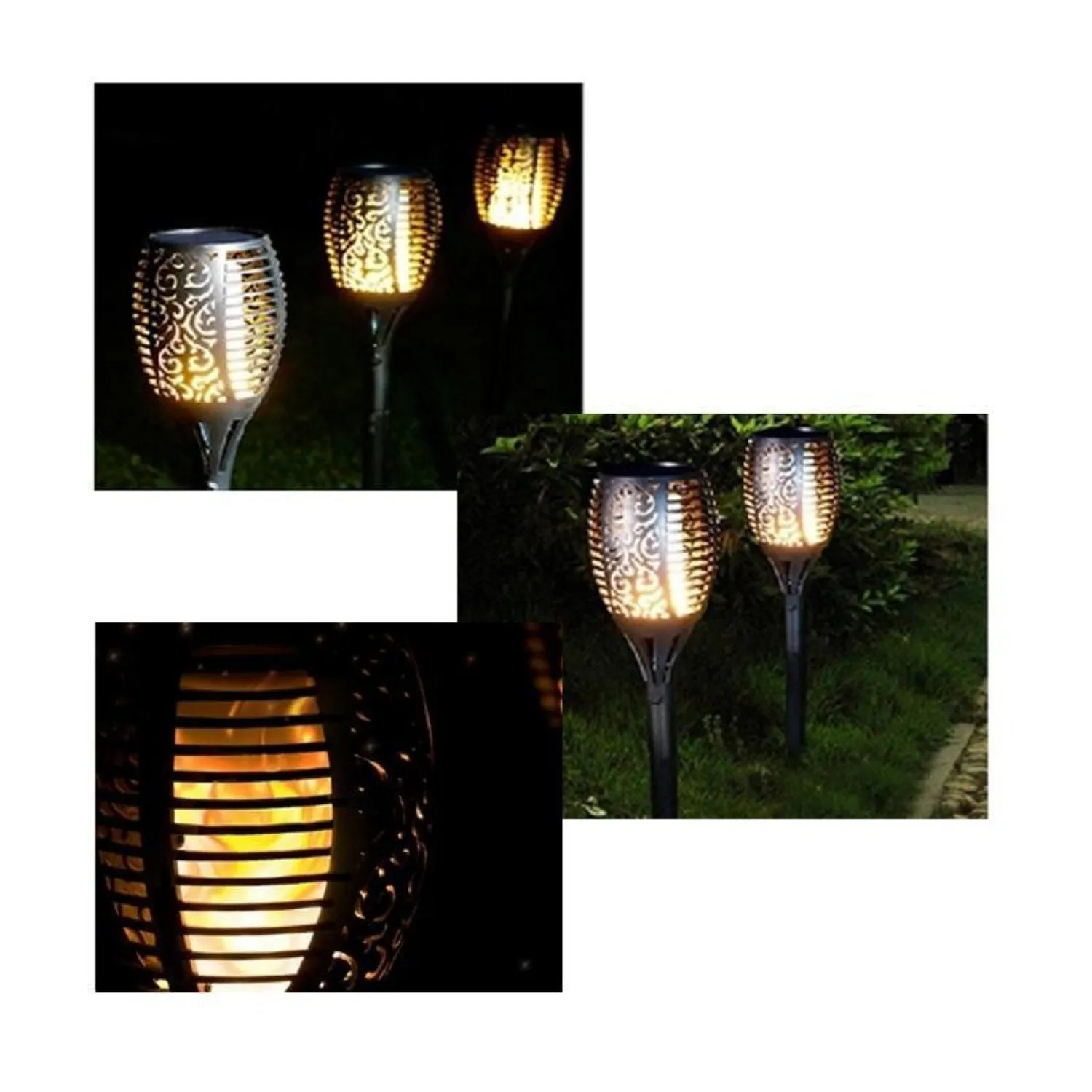 Decorative Tiki Torch Light IP65 with 0.88w Build-in Solar Panel in Black Solar Lighting Direct