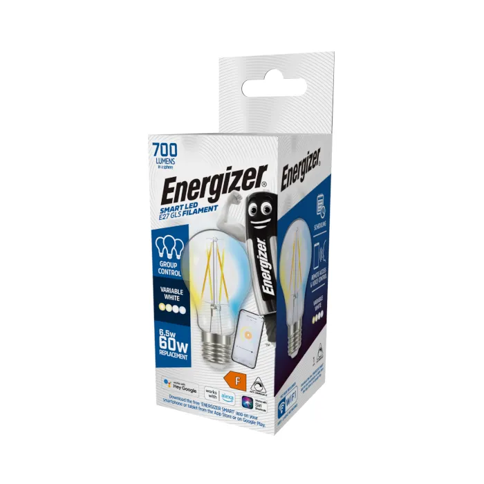 Energizer 6.5W E27 Smart Standard GLS Filament - 806lm - Variable White