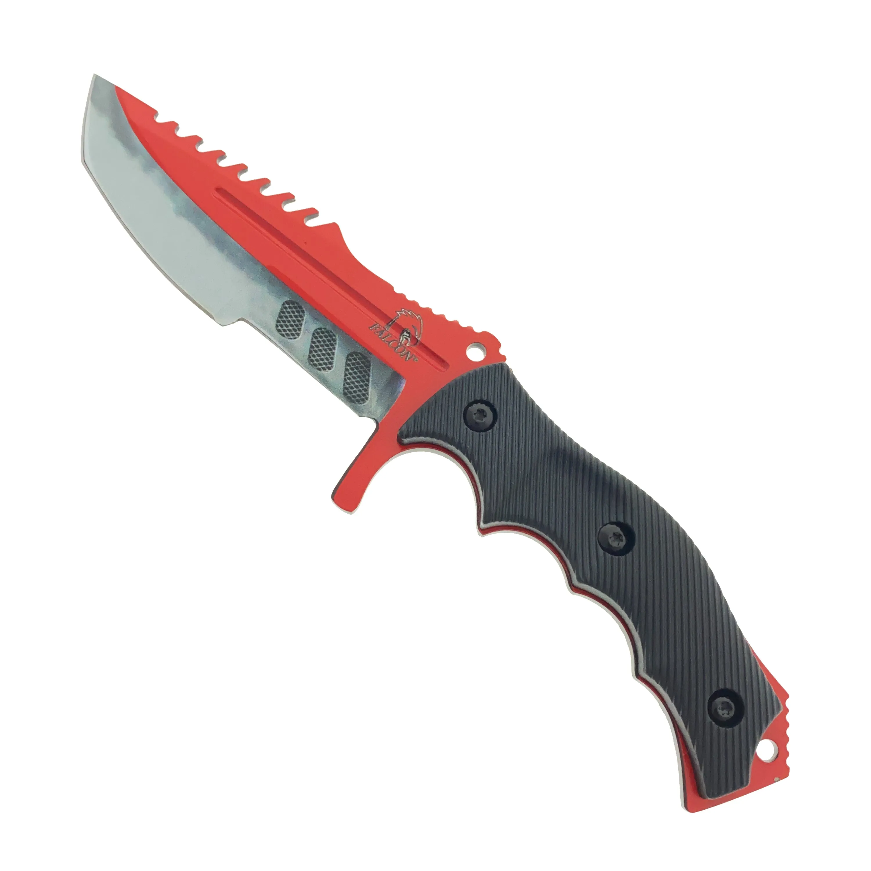 Falcon 3 PCS Red & Gray Set. Tactical Knives & Karambit