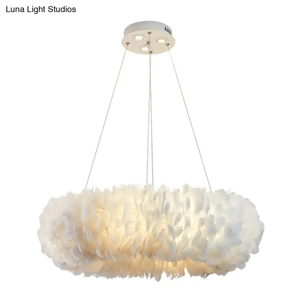 Feather Chandelier Pendant - Nordic Loop Design for Dining Room Lighting