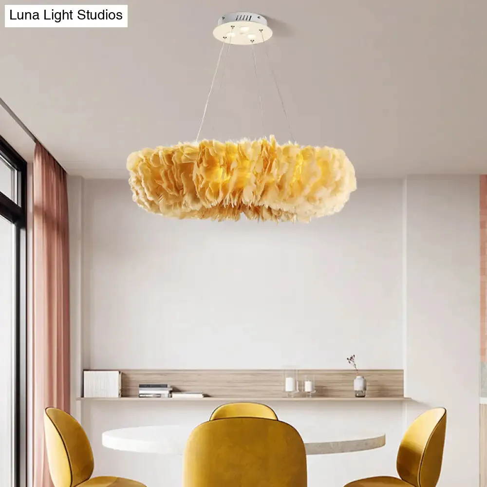 Feather Chandelier Pendant - Nordic Loop Design for Dining Room Lighting