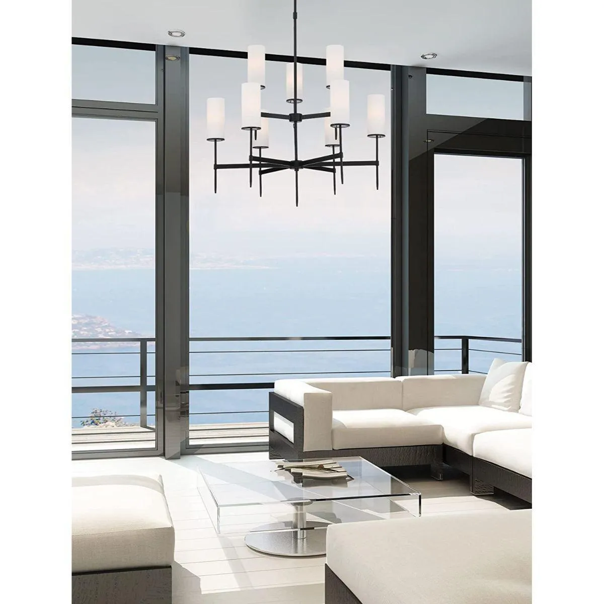 First Avenue 32 in. 9 Lights Chandelier Black finish