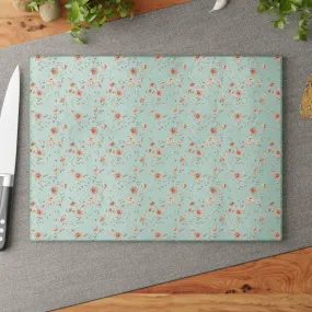 Floral Design Glass Cutting Board - Elegant Kitchen Decor & Gift Idea