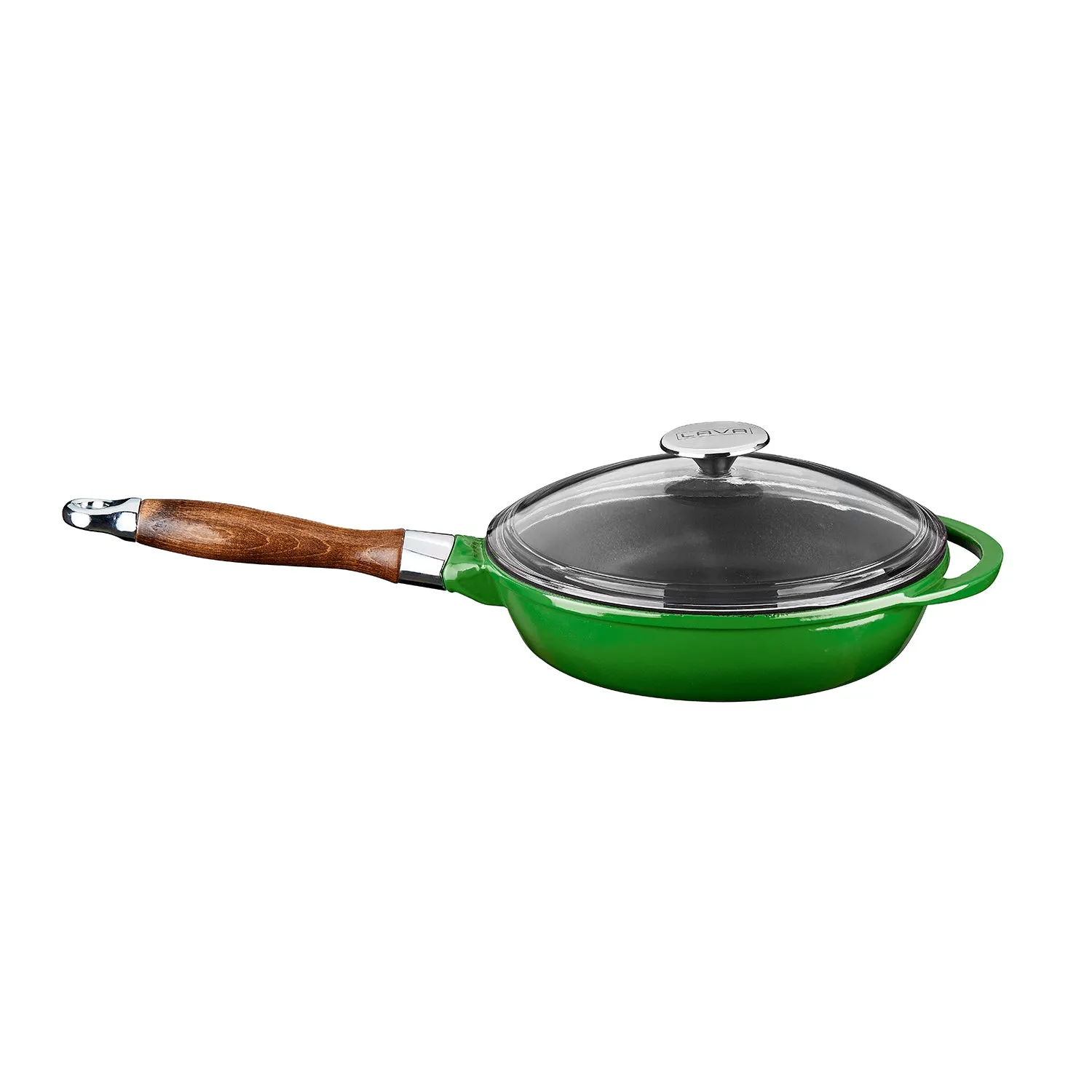 FRYING PANS W/ REMOVABLE WOODEN HANDLE & GLASS LID