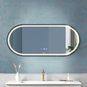 Fuao Premium HD Smart Mirror for Walls with Anti-Fog Function, Time-Temperature Display and Adjustable Brightness 3-Tone LED Lighting| 100% Silver Coating, Anodized Aluminium Frame