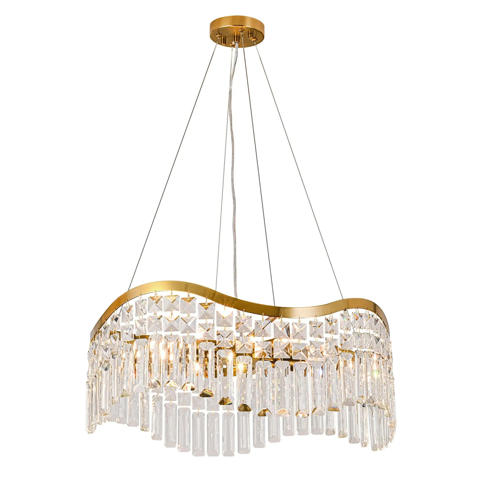 Glowlings 8-light Modern 24"Wide Elegant Wave Crystal Chandelier For Living Room