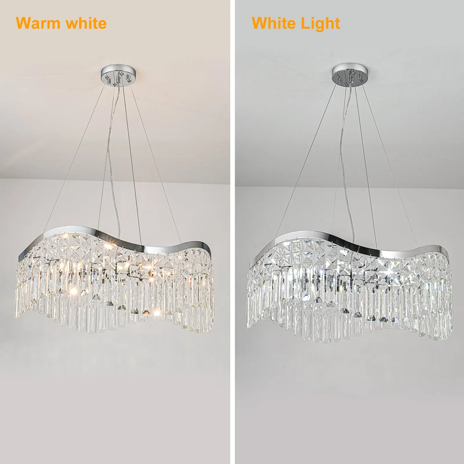 Glowlings 8-light Modern 24"Wide Elegant Wave Crystal Chandelier For Living Room