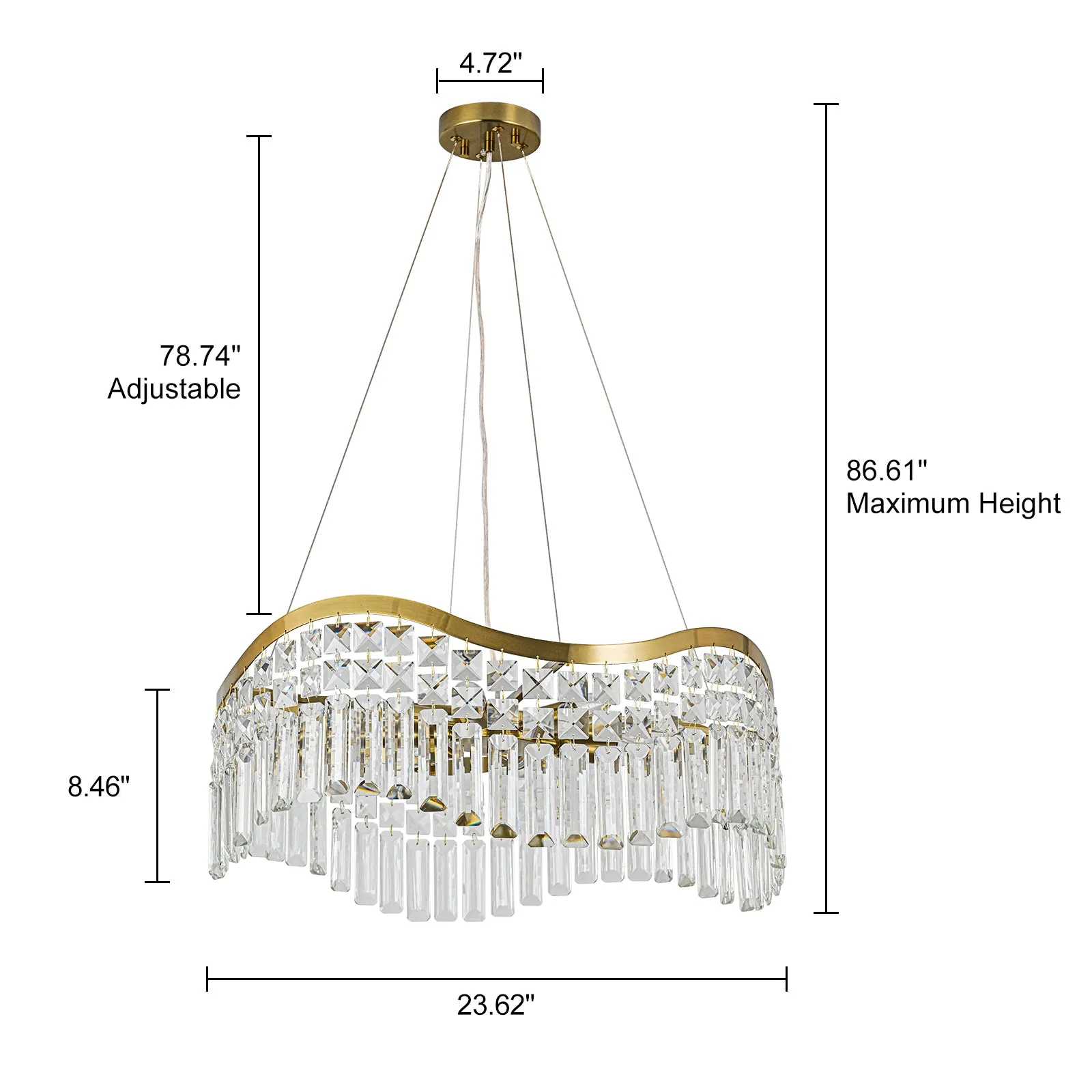 Glowlings 8-light Modern 24"Wide Elegant Wave Crystal Chandelier For Living Room