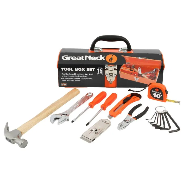 GreatNeck CTB9 Tool Box Set 16 Piece