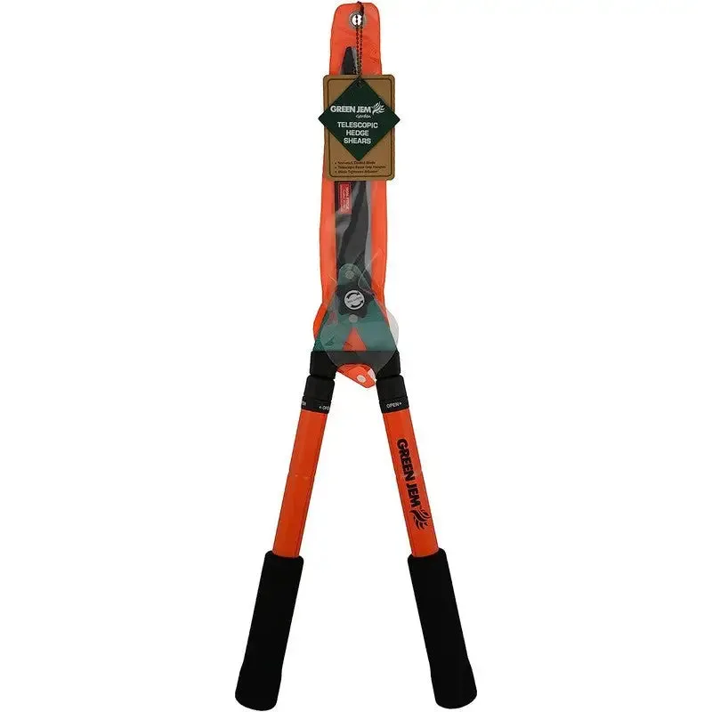 Green Jem Telescopic Hedge Shears Cutters Gardening Tool with Non-Stick Blades - Orange