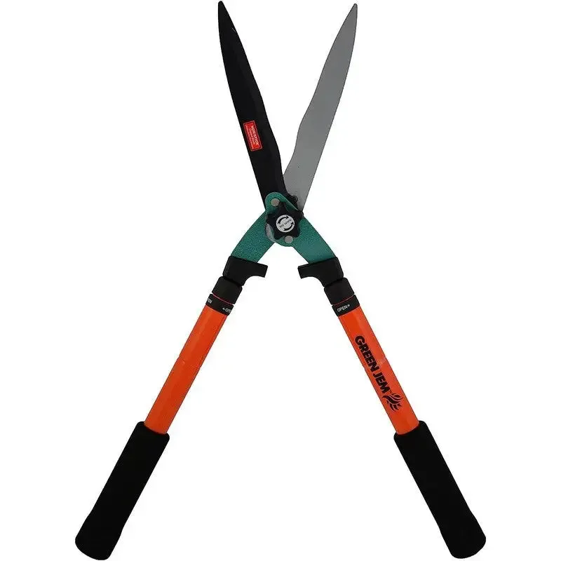 Green Jem Telescopic Hedge Shears Cutters Gardening Tool with Non-Stick Blades - Orange