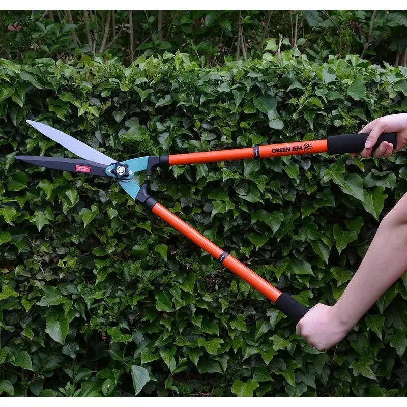 Green Jem Telescopic Hedge Shears Cutters Gardening Tool with Non-Stick Blades - Orange