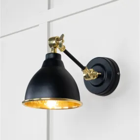 Hammered Brass Brindley Wall Light in Elan Black | From The Anvil