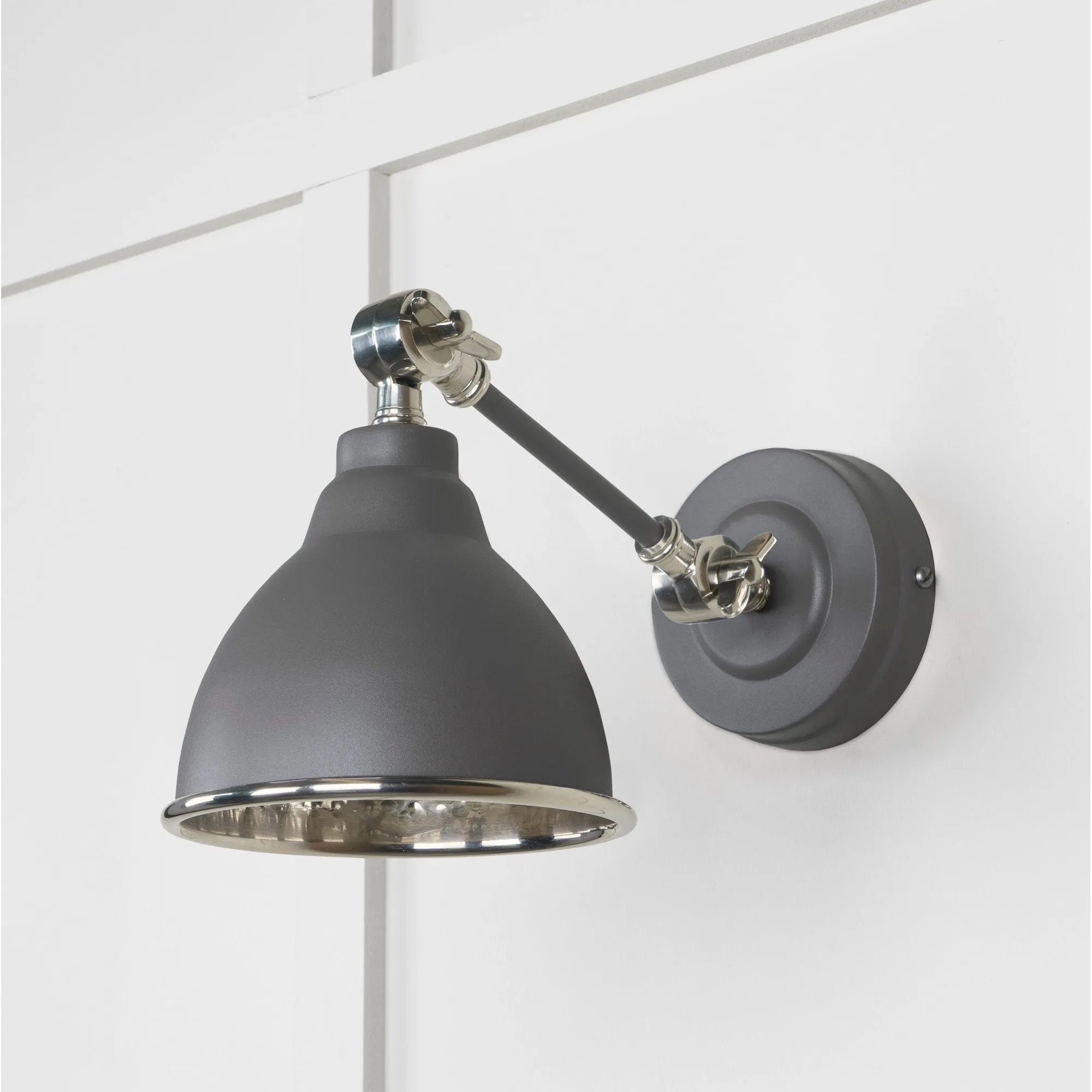 Hammered Nickel Brindley Wall Light in Bluff | From The Anvil