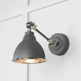 Hammered Nickel Brindley Wall Light in Bluff | From The Anvil