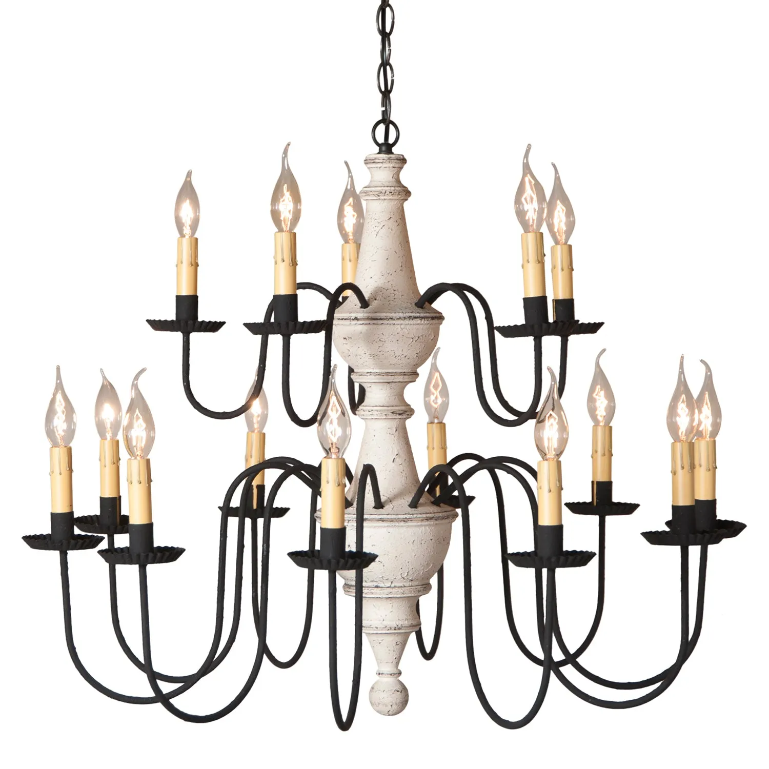 Harrison Two Tier Wood Chandelier in Vintage White