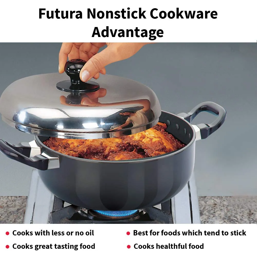 Hawkins Futura Nonstick All-Purpose Pan 3L, 22 cm, 3.25 mm with SS Lid (Black)