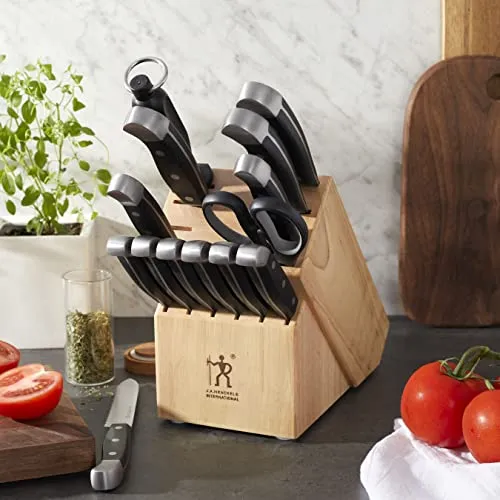 HENCKELS Premium Quality 15-Piece Knife Set with Block, Razor-Sharp, German Engineered Knife Informed by over 100 Years of Masterful Knife Making, Lightweight and Strong, Dishwasher Safe