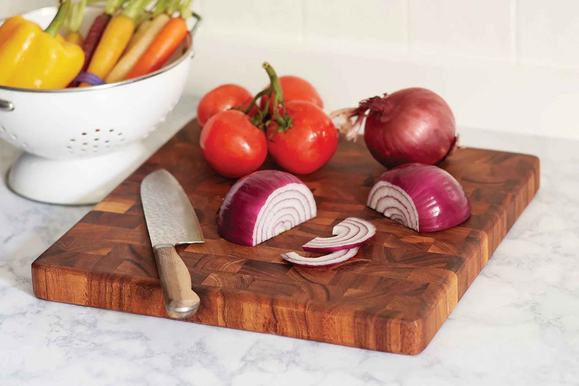 Ironwood Gourmet 28218 Square Charleston End Grain Chef's Board , Acacia Wood 14" Square