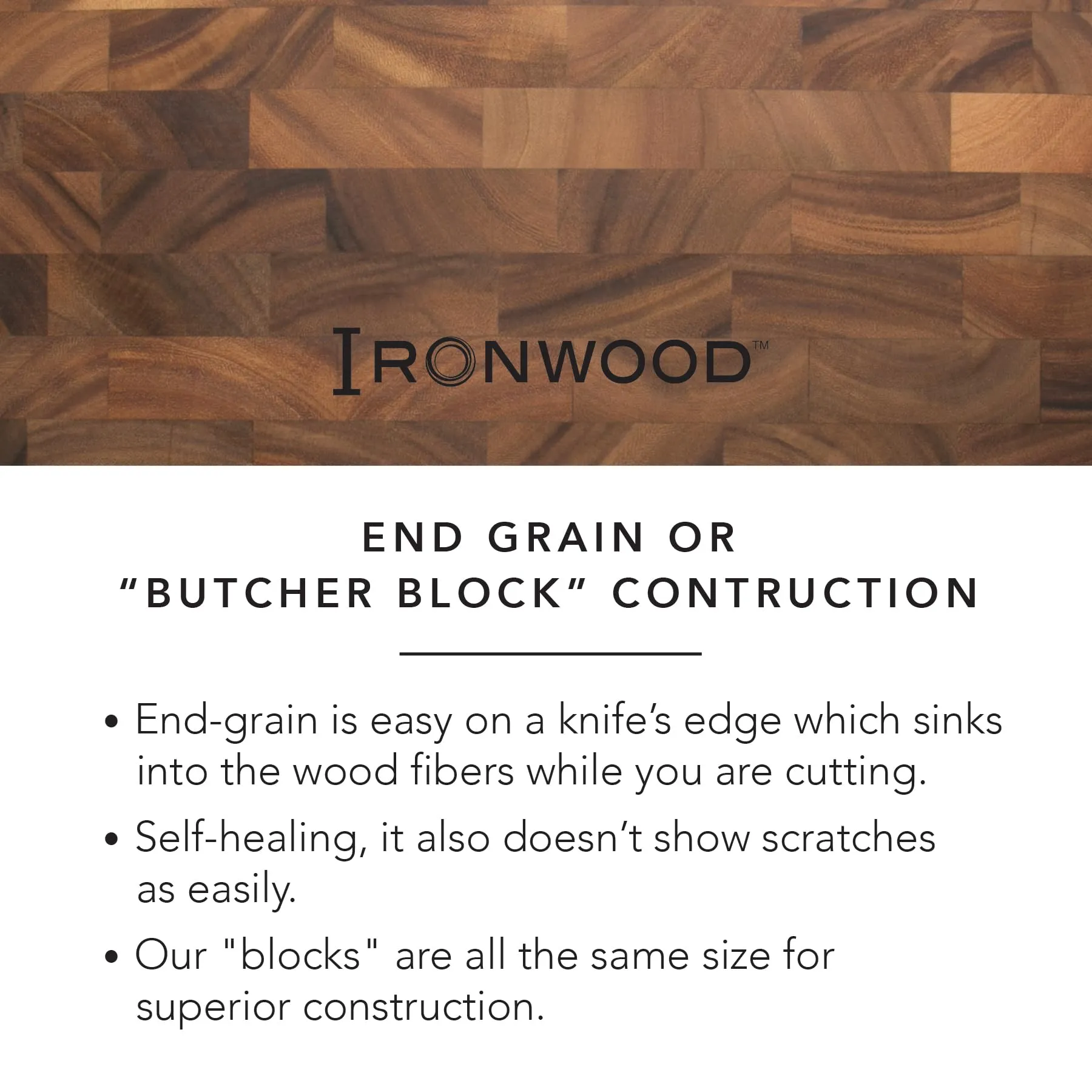 Ironwood Gourmet 28218 Square Charleston End Grain Chef's Board , Acacia Wood 14" Square