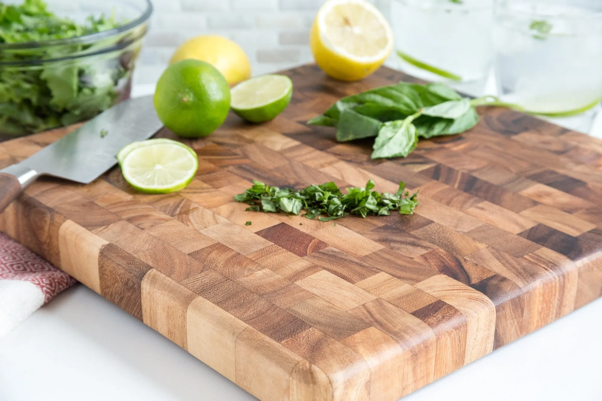 Ironwood Gourmet 28218 Square Charleston End Grain Chef's Board , Acacia Wood 14" Square