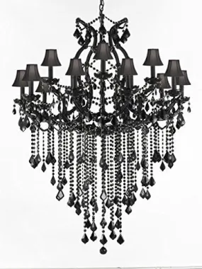 Jet Black Chandelier Crystal Lighting Chandeliers With Black Shades 37X50 - A83-Sc/B12/BLACK/21510/15 1