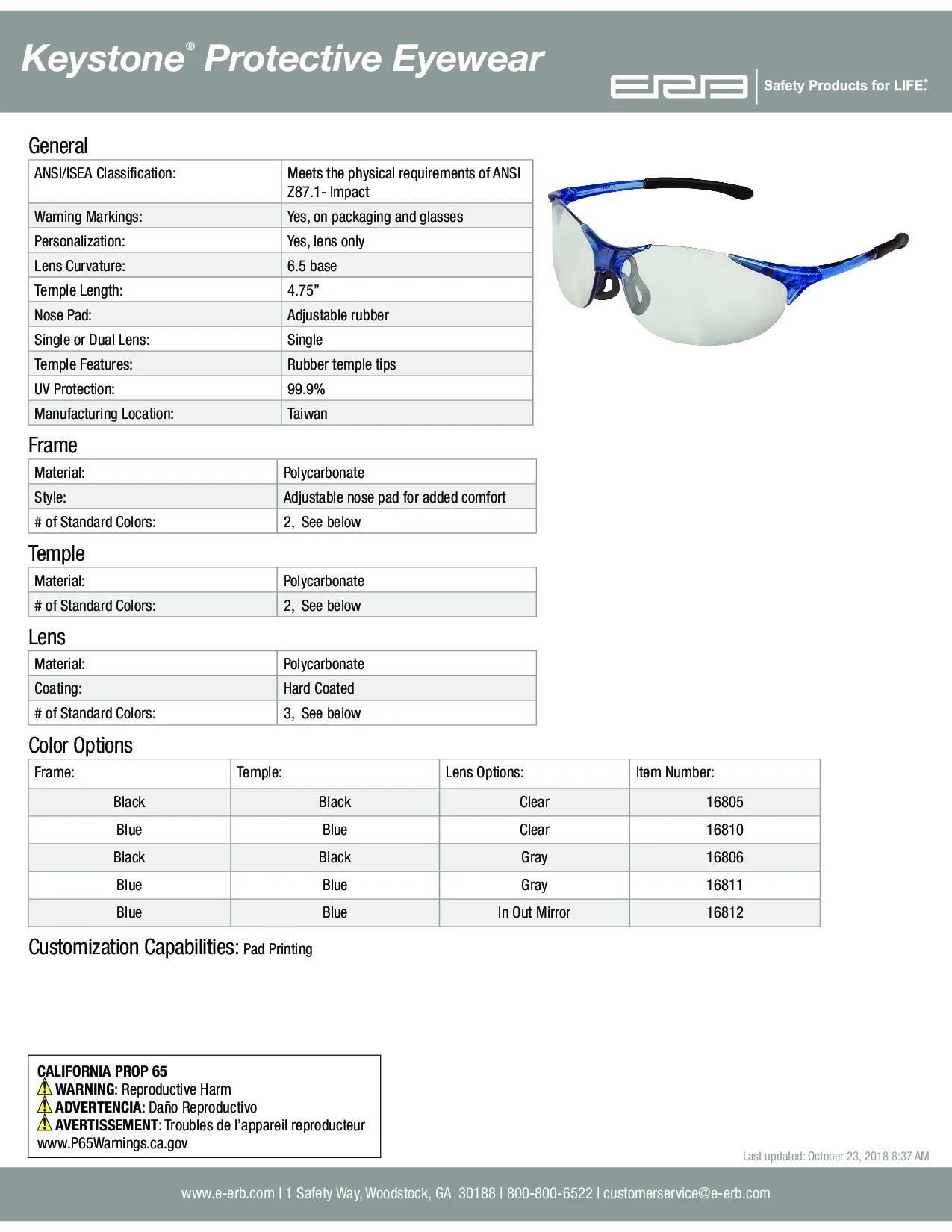 KEYSTONE® Safety Glasses 1PC