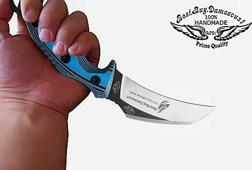 knife 440c Steel Karambit Hunting Knife Tactical knife Blue G10 8.2" Fixed Blade Knife Gifts for men