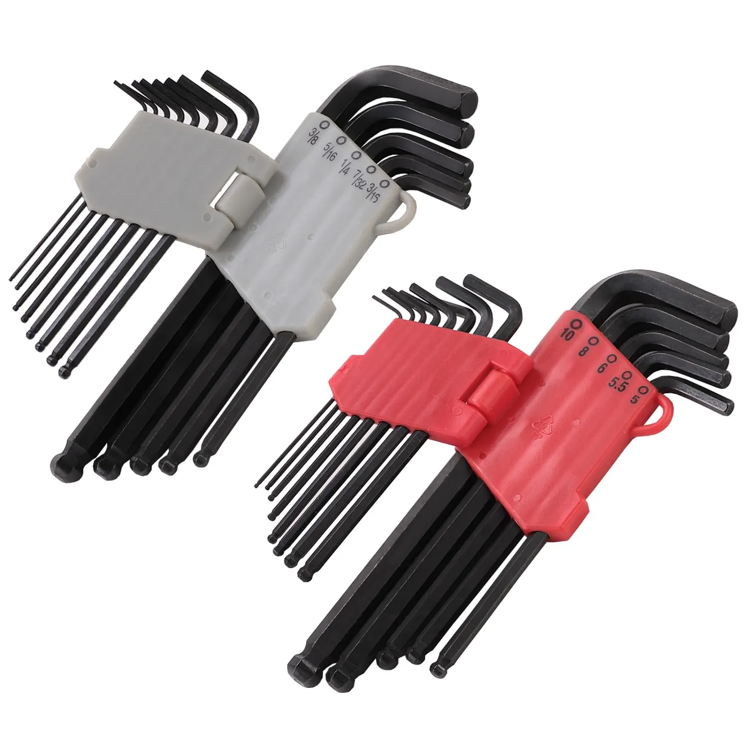 Kuber Industries Hex Key Allen Wrench Set with Ball End|Industrial Grade Allen Wrench Set|Bonus Free Strength Helping T-Handle 26" Piece Set (Black) (Pack Of 2)