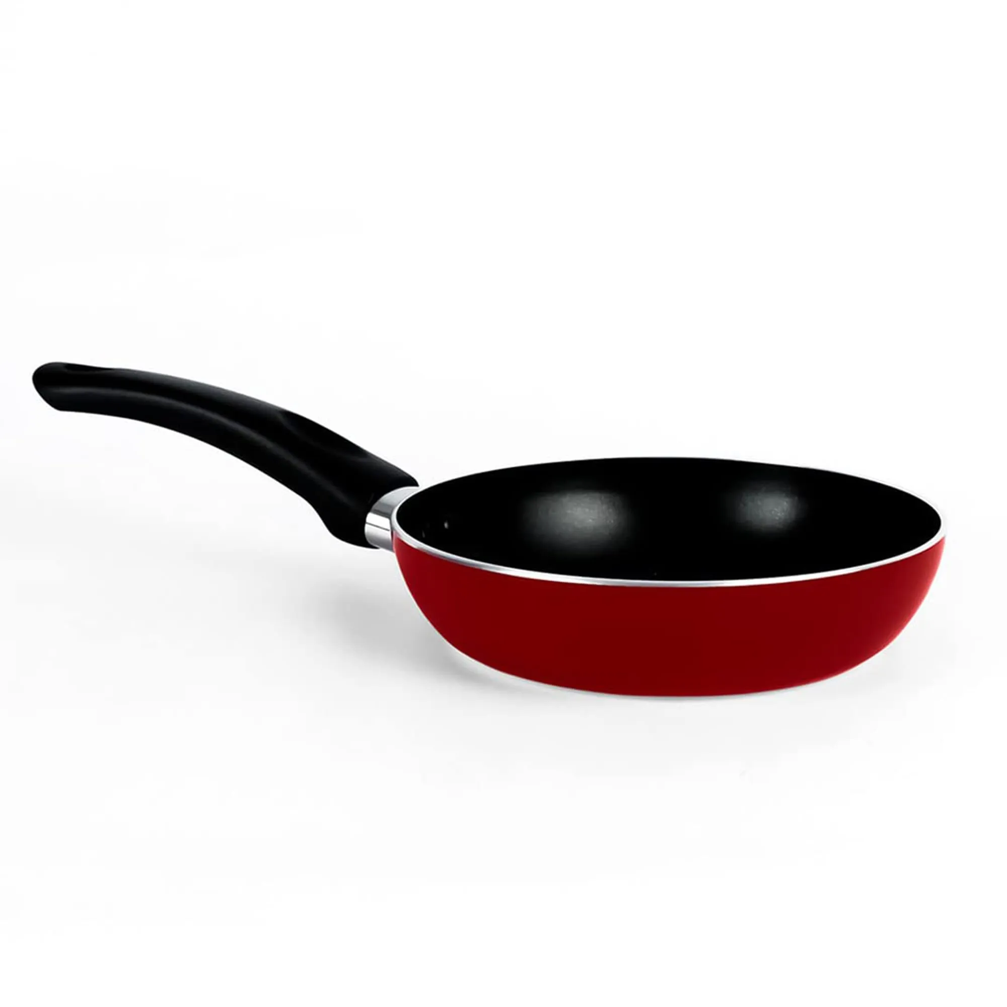 Kuber Industries Non-Stick Aluminum Frying Pan with Handle | Lightweight Induction Pan for Omelettes & Fish Cooking & Tadka | Scratch Resistent, Gas & Induction Compatible | Red