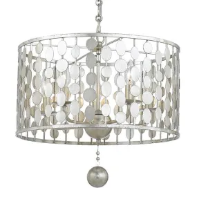 LAYLA 5 LIGHT CHANDELIER, ANTIQUE SILVER