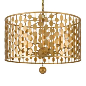 LAYLA 6 LIGHT CHANDELIER, ANTIQUE GOLD