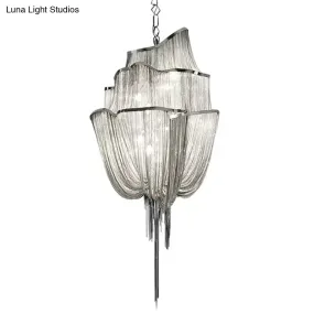 LED Aluminum Flow Chandelier Pendant Light Kit for Contemporary Living Room