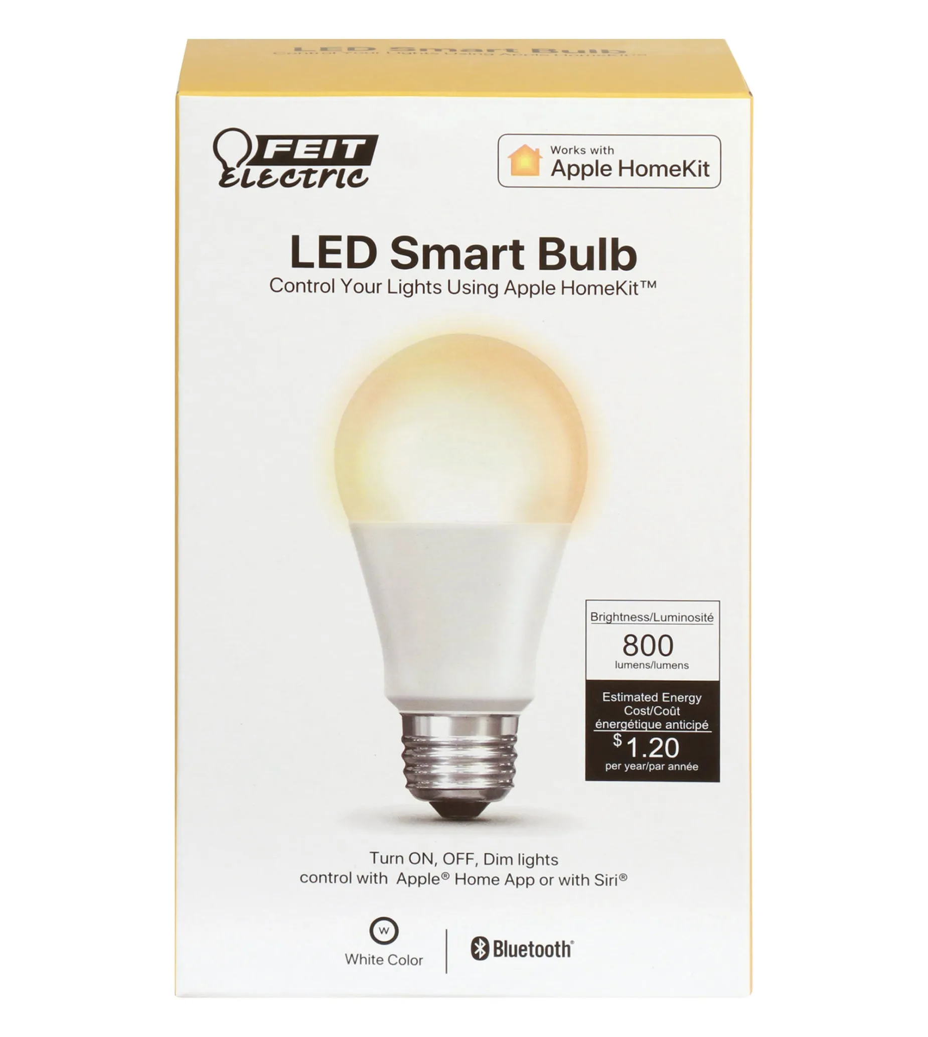 LED Apple HomeKit A19 60W Eq., 800 Lumens, 25,000 Life Hours, 2700K