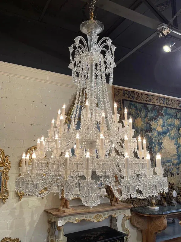 Light Luxury Classic Long Version Tiered Candle Light Crystal Chandelier for High-ceiling Rooms/Living Room