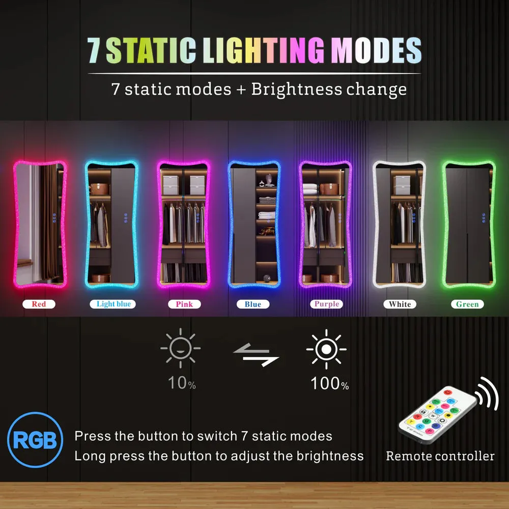 LUXE Full Length LED Dressing Mirror with 7 Dynamic Lighting Modes