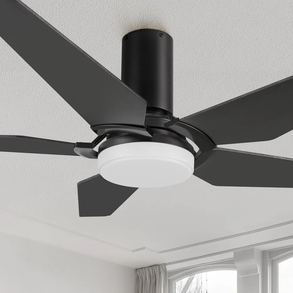 Maclean Flush Mount Ceiling Fan with LED Light and Remote 52 inch